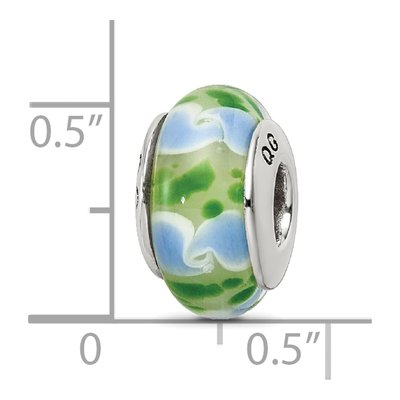 Sterling Silver Green Blue Hand-Blown Glass Bead – view 7