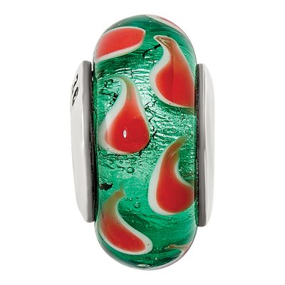 Sterling Silver Green Red Glass Bead – view 5