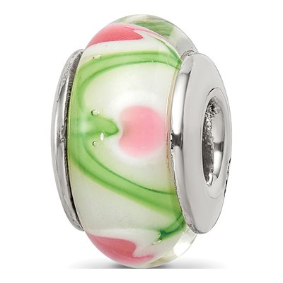 Sterling Silver Hand-Blown Glass Bead