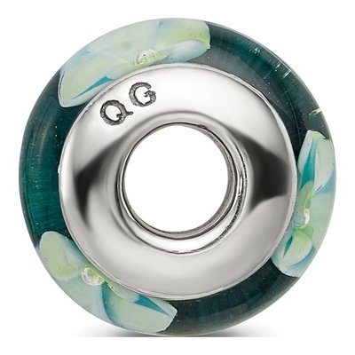 Sterling Silver Blue-Green Glass Bead – view 4