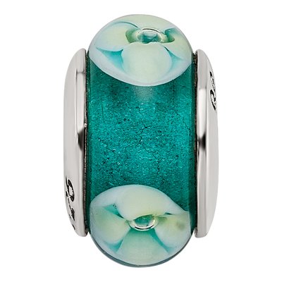 Sterling Silver Blue-Green Glass Bead – view 5