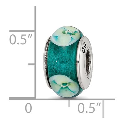 Sterling Silver Blue-Green Glass Bead – view 7