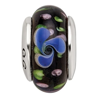 Sterling Silver Blue Hand-Blown Glass Bead – view 5