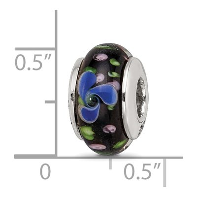 Sterling Silver Blue Hand-Blown Glass Bead – view 7
