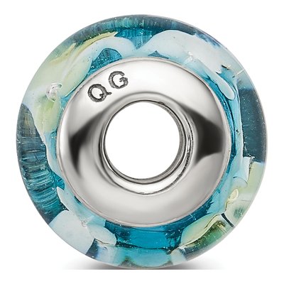 Sterling Silver Blue Hand-Blown Glass Bead – view 4