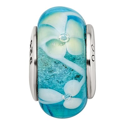 Sterling Silver Blue Hand-Blown Glass Bead – view 6