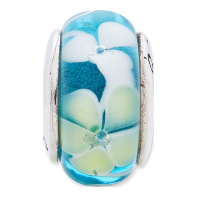Sterling Silver Blue Hand-Blown Glass Bead – view 7