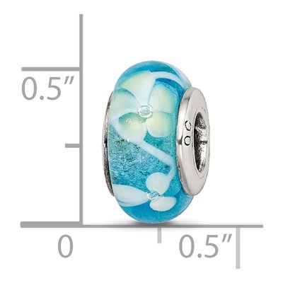 Sterling Silver Blue Hand-Blown Glass Bead – view 8