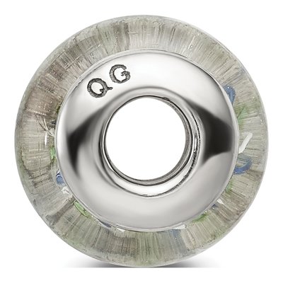 Sterling Silver Blue Green Hand-Blown Glass Bead – view 4