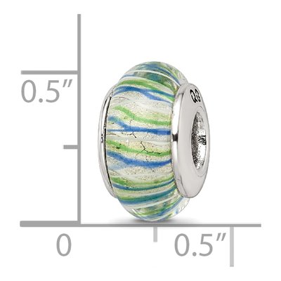 Sterling Silver Blue Green Hand-Blown Glass Bead – view 7