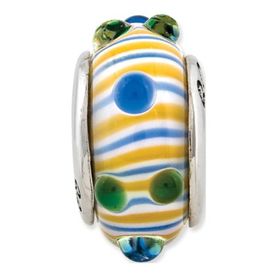 Sterling Silver Blue Green Glass Bead – view 5