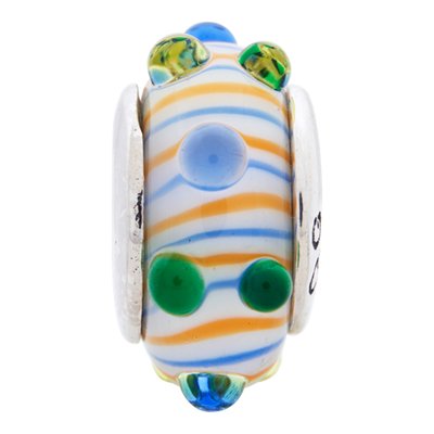 Sterling Silver Blue Green Glass Bead – view 7