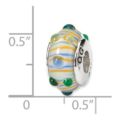 Sterling Silver Blue Green Glass Bead – view 8