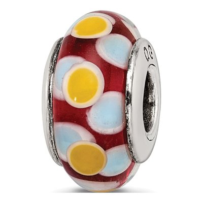 Sterling Silver Hand-Blown Glass Bead