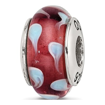 Sterling Silver Blue Hand-Blown Glass Bead