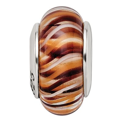 Sterling Silver Brown Hand-Blown Glass Bead – view 6