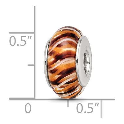 Sterling Silver Brown Hand-Blown Glass Bead – view 7