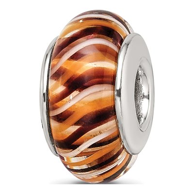 Sterling Silver Brown Hand-Blown Glass Bead