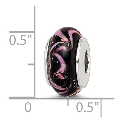 Sterling Silver Black Pink Glass Bead – view 7