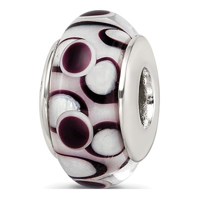 Sterling Silver Black Hand-Blown Glass Bead