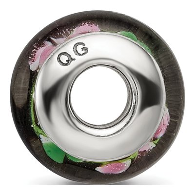Sterling Silver Black Red Hand-Blown Glass Bead – view 4