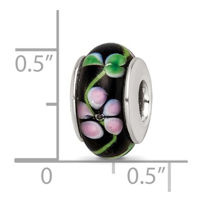 Sterling Silver Black Red Hand-Blown Glass Bead – view 7