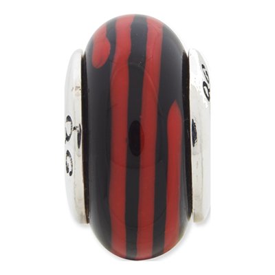 Sterling Silver Black Red Glass Bead – view 5