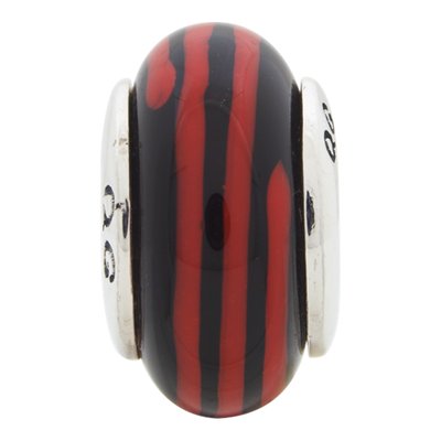 Sterling Silver Black Red Glass Bead