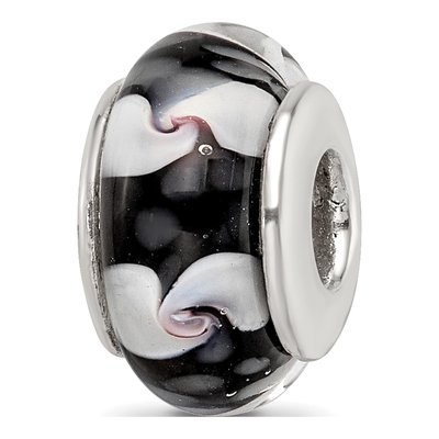 Sterling Silver Black Glass Bead