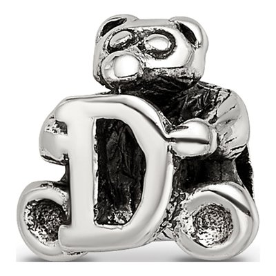 Sterling Silver Kids Letter D Bead