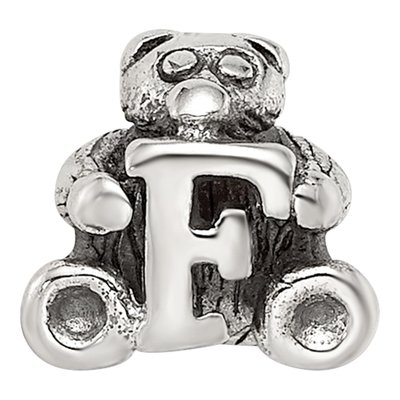 Sterling Silver Kids Letter F Bead – view 5