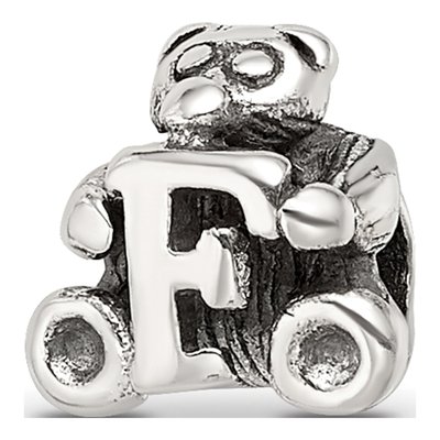Sterling Silver Kids Letter F Bead