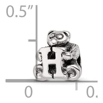 Sterling Silver Kids Letter H Bead – view 6