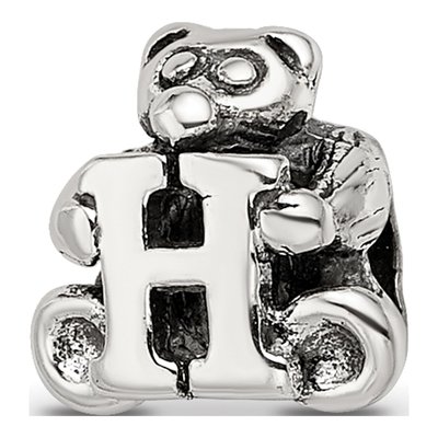 Sterling Silver Kids Letter H Bead