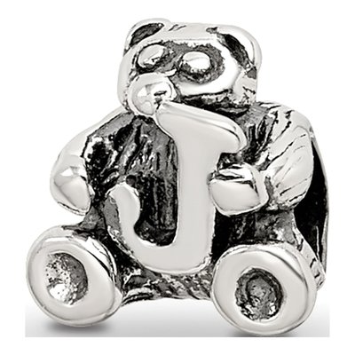Sterling Silver Kids Letter J Bead
