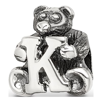 Sterling Silver Kids Letter K Bead