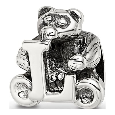 Sterling Silver Kids Letter L Bead