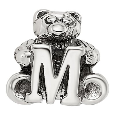 Sterling Silver Kids Letter M Bead – view 5