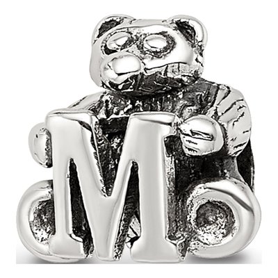 Sterling Silver Kids Letter M Bead