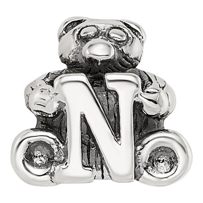 Sterling Silver Kids Letter N Bead – view 5
