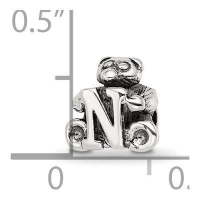 Sterling Silver Kids Letter N Bead – view 6