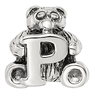 Sterling Silver Kids Letter P Bead – view 5