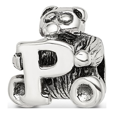 Sterling Silver Kids Letter P Bead