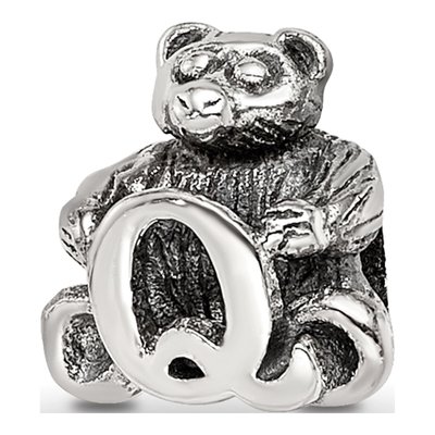 Sterling Silver Kids Letter Q Bead