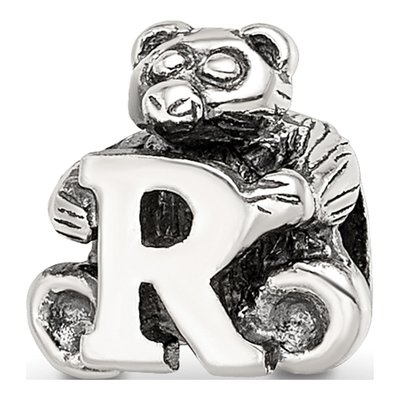 Sterling Silver Kids Letter R Bead