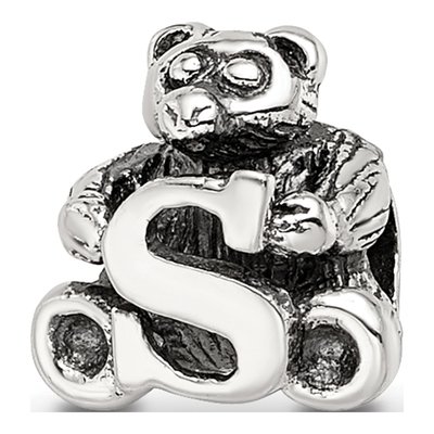 Sterling Silver Kids Letter S Bead