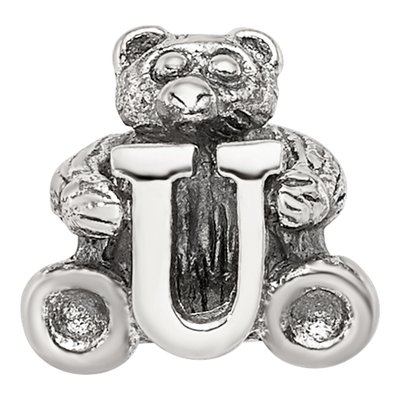 Sterling Silver Kids Letter U Bead – view 5