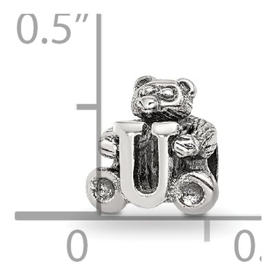 Sterling Silver Kids Letter U Bead – view 6