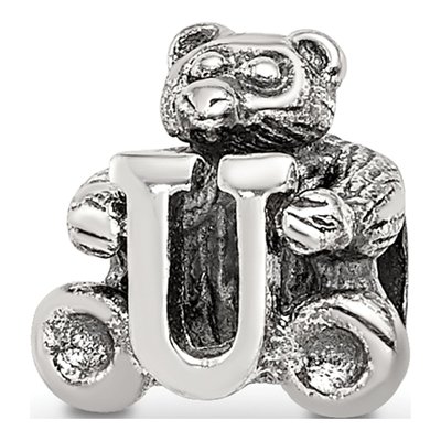 Sterling Silver Kids Letter U Bead