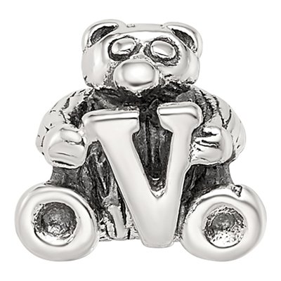 Kids' Sterling Silver Letter V Bead – view 5